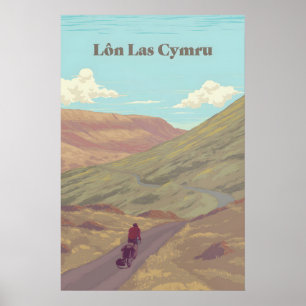 Poster Cartaz de Viagens de Ciclismo Lon Las Cymru