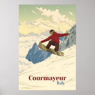 Poster Cartaz de Viagens de Esqui de Courmayeur
