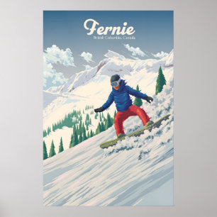 Poster Cartaz de Viagens de Esqui de Fernie Canadá