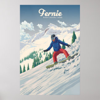Poster Cartaz de Viagens de Esqui de Fernie Canadá