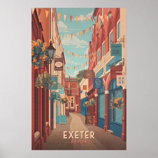 Poster Cartaz de Viagens de Exeter Devon (Frente)