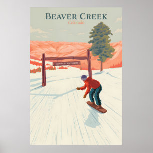 Poster Cartaz de Viagens de Snowboard Beaver Creek Colora