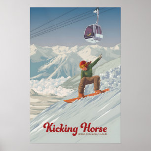 Poster Cartaz de Viagens de Snowboard Kicking Horse Canad