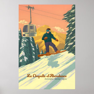 Poster Cartaz de Viagens de Snowboard La Chapelle d'Abond