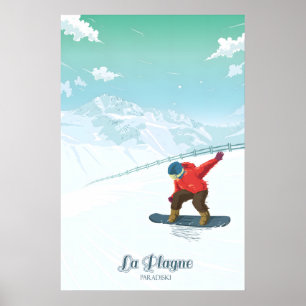 Poster Cartaz de Viagens de Snowboard La Plagne