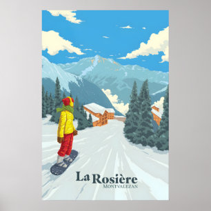 Poster Cartaz de Viagens de Snowboard La Rosiere