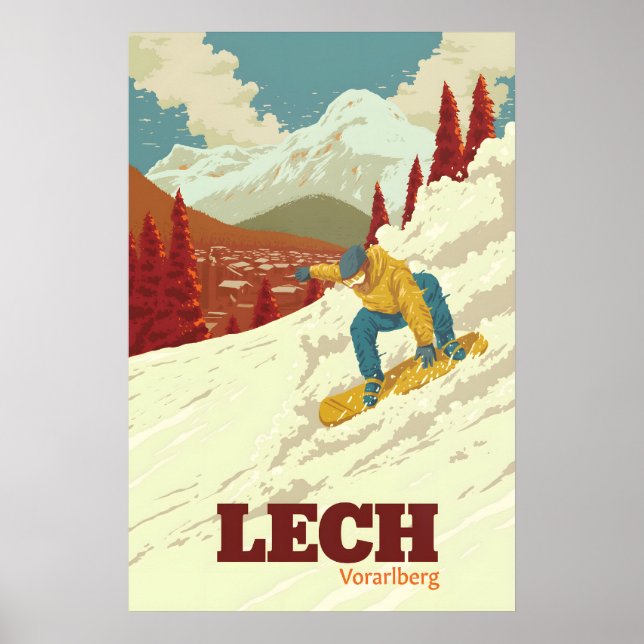 Poster Cartaz de Viagens de Snowboard Lech (Frente)