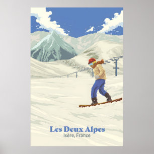 Poster Cartaz de Viagens de Snowboard Les Deux Alpes