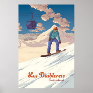 Poster Cartaz de Viagens de Snowboard Les Diablerets