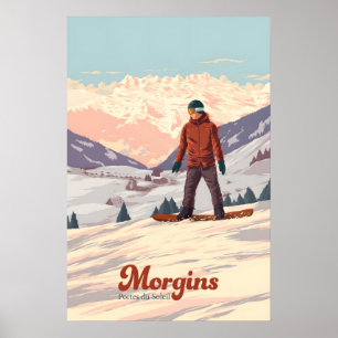 Poster Cartaz de Viagens de Snowboard Morgins Suíça