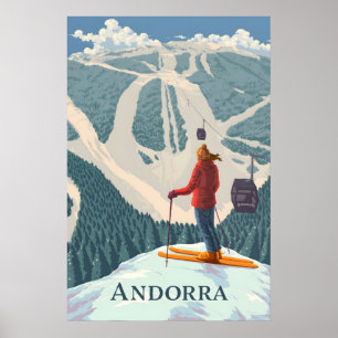 Poster Cartaz de Viagens do Estação de Esqui Andorra Gran