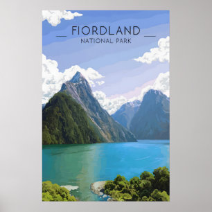 Poster Cartaz de Viagens do Parque Nacional Fiordland Nov