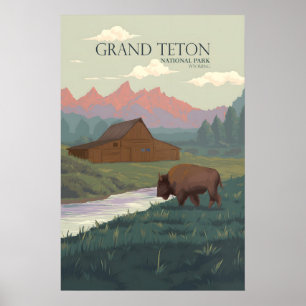 Poster Cartaz de Viagens do Parque Nacional Grand Teton
