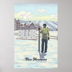 Poster Cartaz de Viagens do Resort de Esqui Blue Mountain