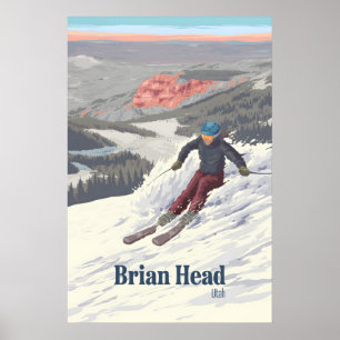 Poster Cartaz de Viagens do Resort de Esqui Brian Head Ut