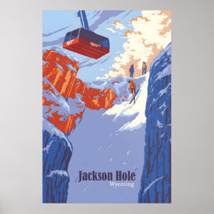Poster Cartaz de Viagens do Resort de Esqui Jackson Hole 