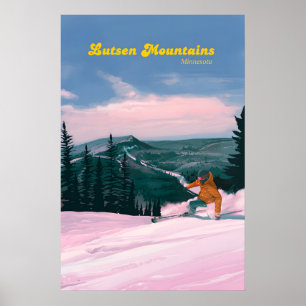 Poster Cartaz de Viagens do Resort de Esqui Lutsen Mounta