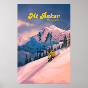 Poster Cartaz de Viagens do Resort de Esqui Mt Baker