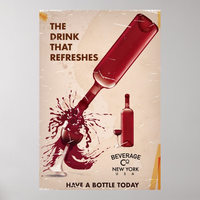 Pôster Cartaz de Vinho Antigo (Frente)