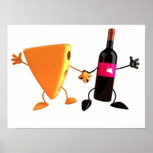 Poster Cartaz de Vinho e Queijo