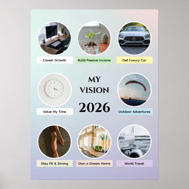 Poster Cartaz de Visão de Círculo de Gradiente Suave 2026 (Frente)