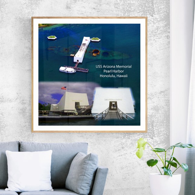 Poster Cartaz de vistas do USS Arizona Memorial, Pearl Ha (Criador carregado)
