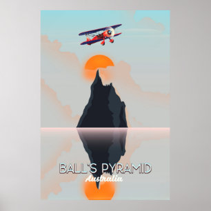 Poster Cartaz de voo antigo da Balls Pyramid Austrália