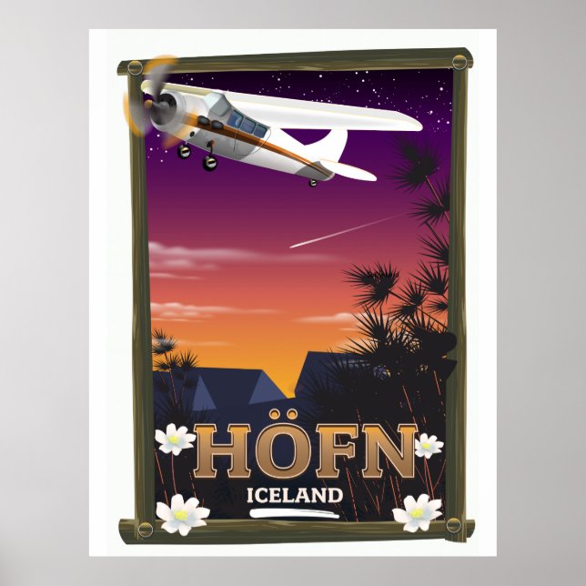 Poster Cartaz de voo Höfn Islândia (Frente)