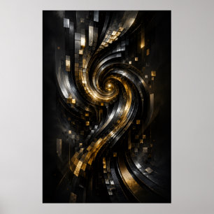 Poster Cartaz de Vórtice Espiral Dourado