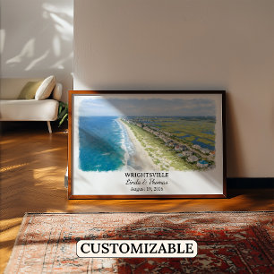 Poster Cartaz de Wrightsville Carolina do Norte, Aquarela
