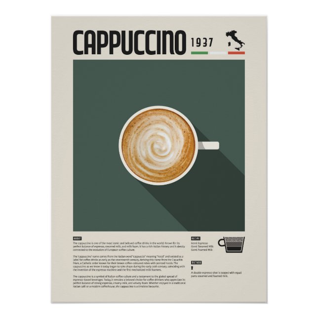 Pôster Cartaz de Xícara de Café Cappuccino (Frente)