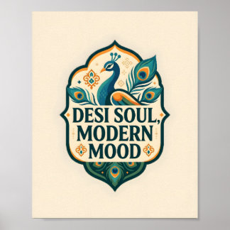 Poster Cartaz Desi Soul Modern Mood Pavão Indiano