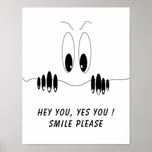 Poster Cartaz Divertido com Olhos de Curiosidade Texto Pe
