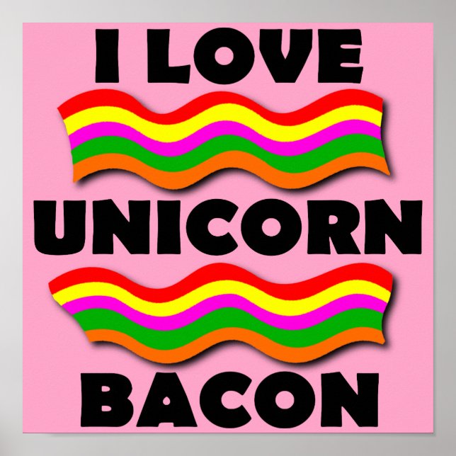 Pôster Cartaz Divertido de Bacon de Unicórnio (Frente)