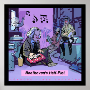 Poster Cartaz Divertido de Beethoven Meia Cerveja por Ric