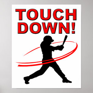Pôster Cartaz Divertido de Beisebol Touchdown