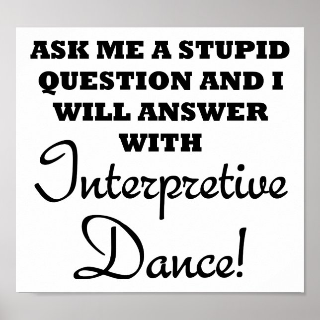 Poster Cartaz Divertido de Dança Interpretativa Estúpida (Frente)