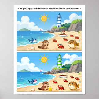 Poster Cartaz Divertido de Encontrar as Diferenças para a