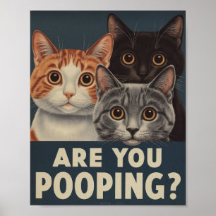 Poster Cartaz Divertido de Gato Você Está Defecando?