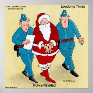 Poster Cartaz Divertido de Natal da Polícia Navidad