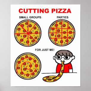 Pôster Cartaz Divertido de Pizza Cortada