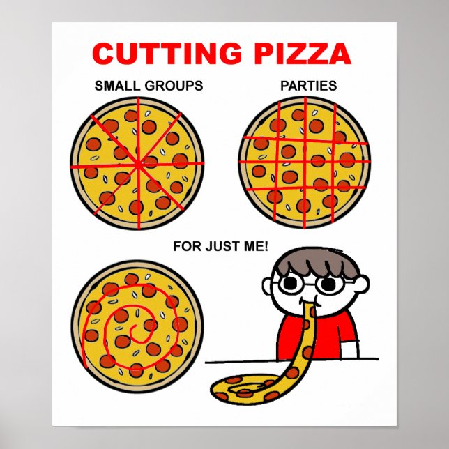 Pôster Cartaz Divertido de Pizza Cortada (Frente)