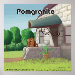 Pôster Cartaz Divertido de Pomeranian em Granito (PomGran