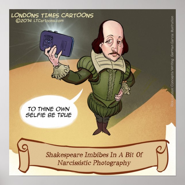 Pôster Cartaz Divertido de Selfie de Shakespeare (Frente)