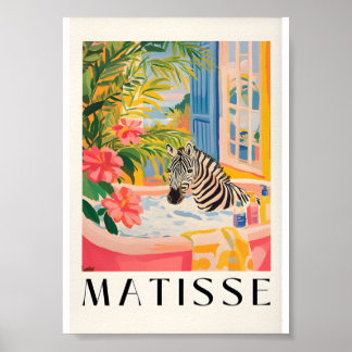 Poster Cartaz Divertido de Zebra na Banheira, Arte de Par