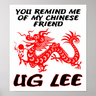 Pôster Cartaz Divertido do Amigo Chinês Ug Lee