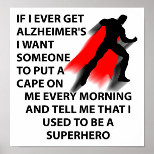 Pôster Cartaz Divertido do Super-Herói Alzheimer