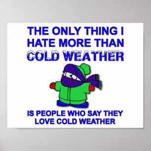 Pôster Cartaz Divertido Odeio Clima Frio
