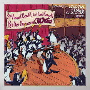 Pôster Cartaz Divertido Orquestra de Baleias Orcas