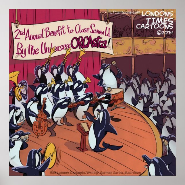Pôster Cartaz Divertido Orquestra de Baleias Orcas (Frente)